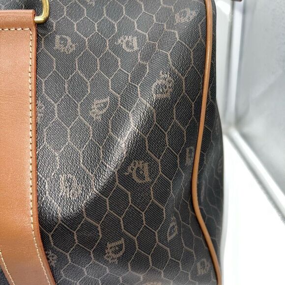 Christian Dior Black Brown Monogram Trotter Honeycomb Boston Duffle Bag With Loc - Picture 5 of 14